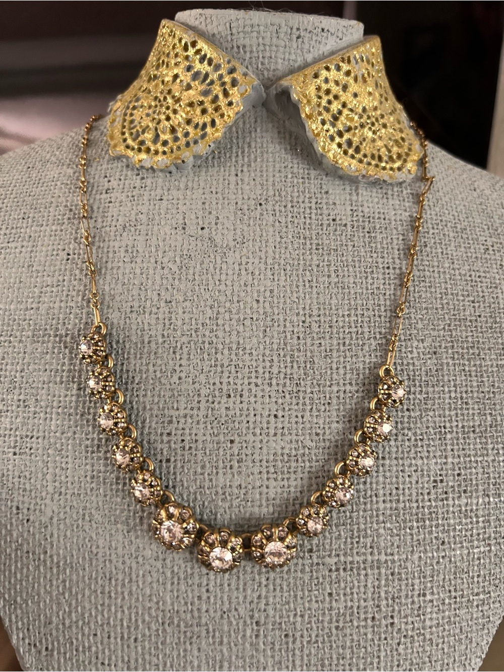 J. Crew gold and crystal statement necklace